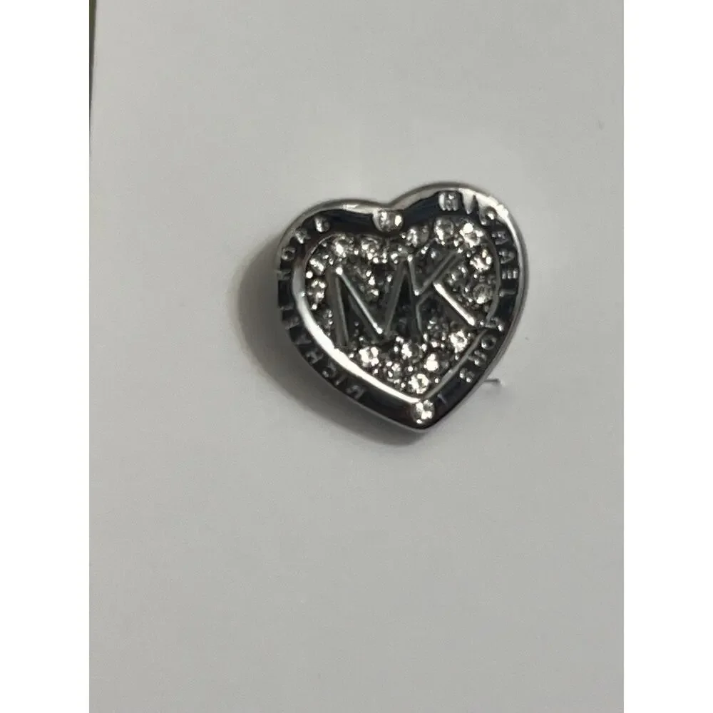 New Michael Kors Silver Logo Heart Stud Earrings